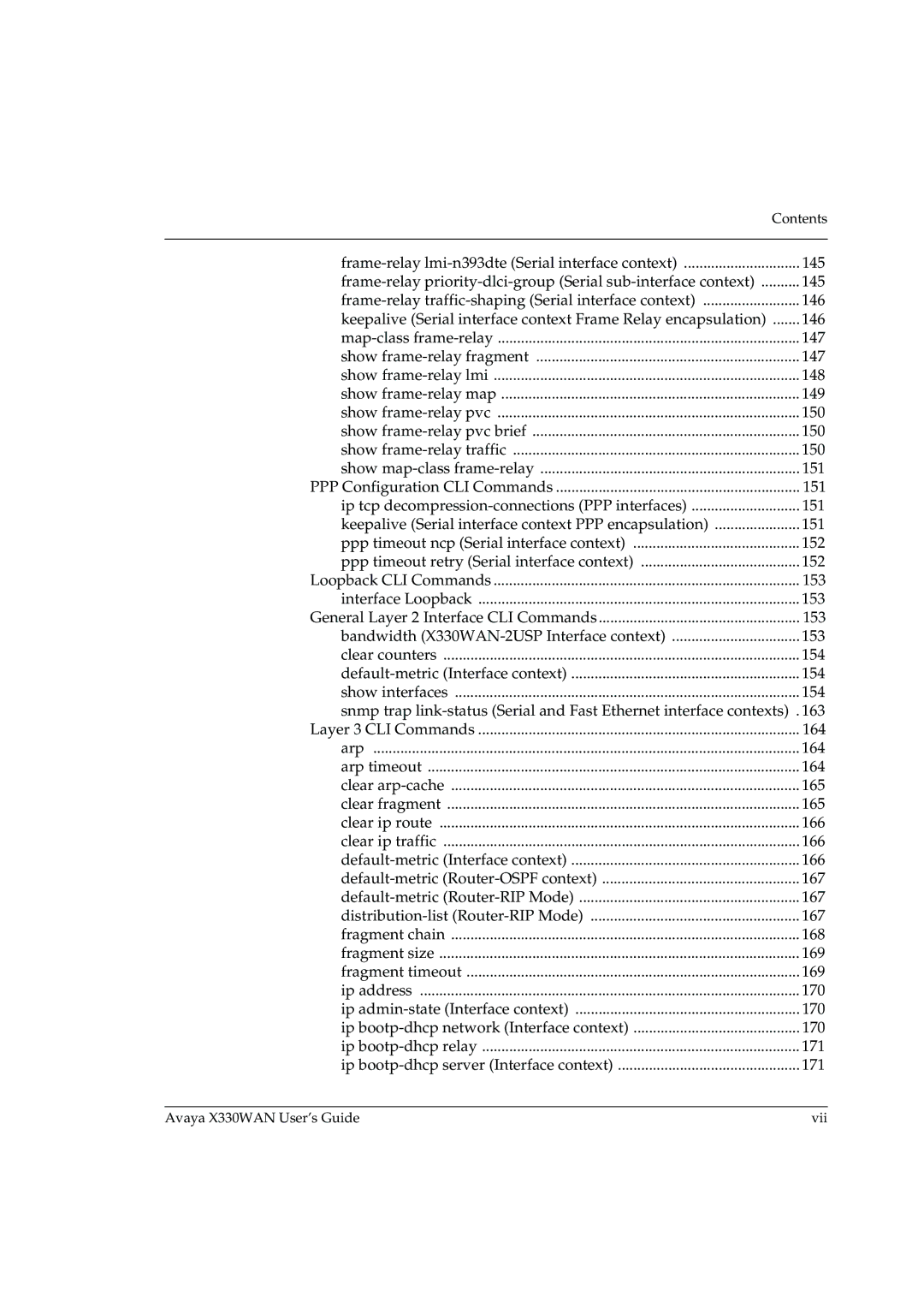 Avaya manual Avaya X330WAN User’s Guide Vii 