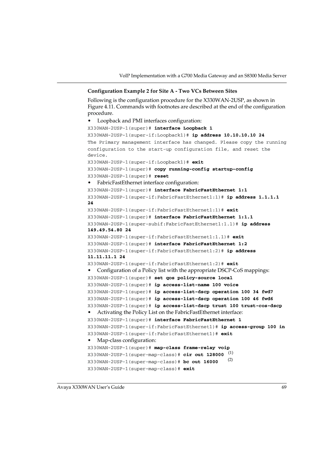 Avaya X330WAN manual Configuration Example 2 for Site a Two VCs Between Sites, 149.49.54.80 