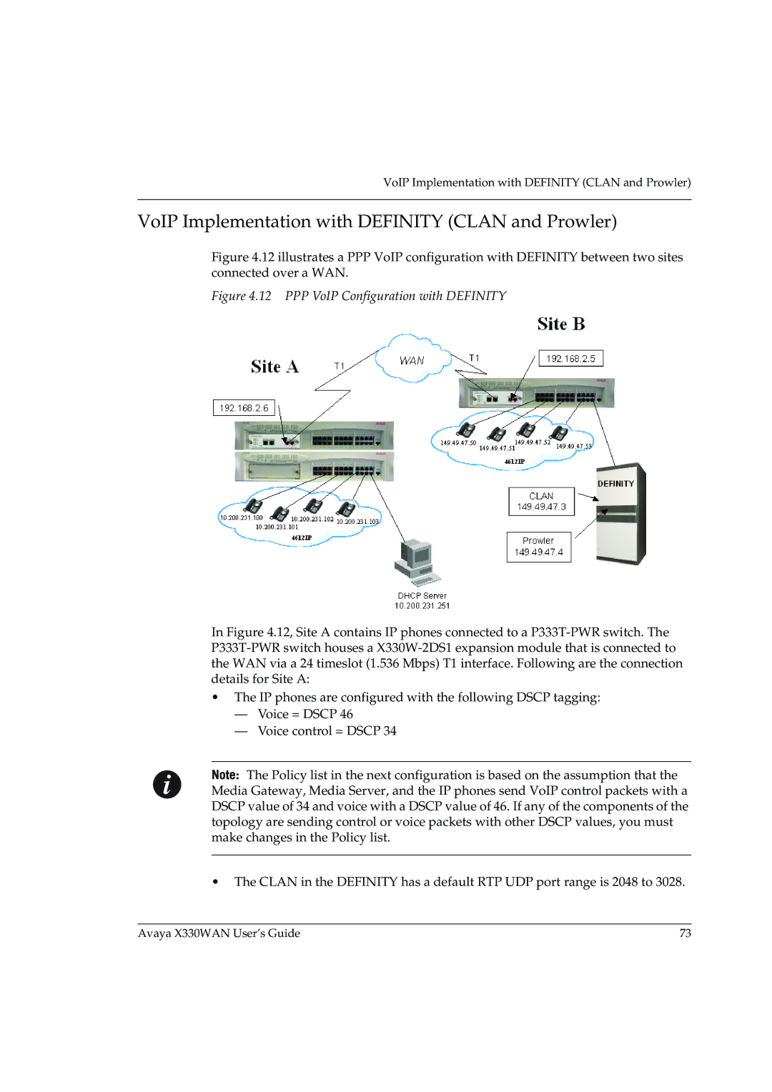 Avaya X330WAN manual VoIP Implementation with Definity Clan and Prowler, PPP VoIP Configuration with Definity 