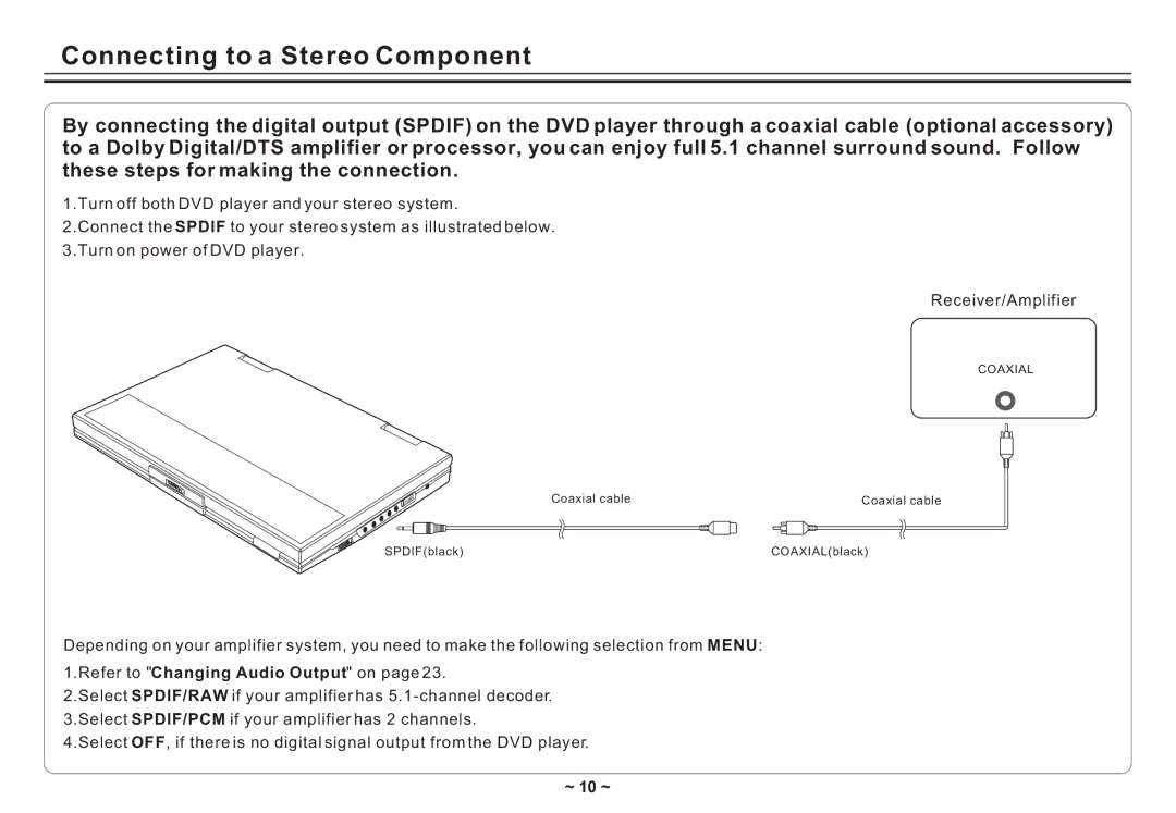 Avayon DXP-10P II manual Connecting to a Stereo Component 