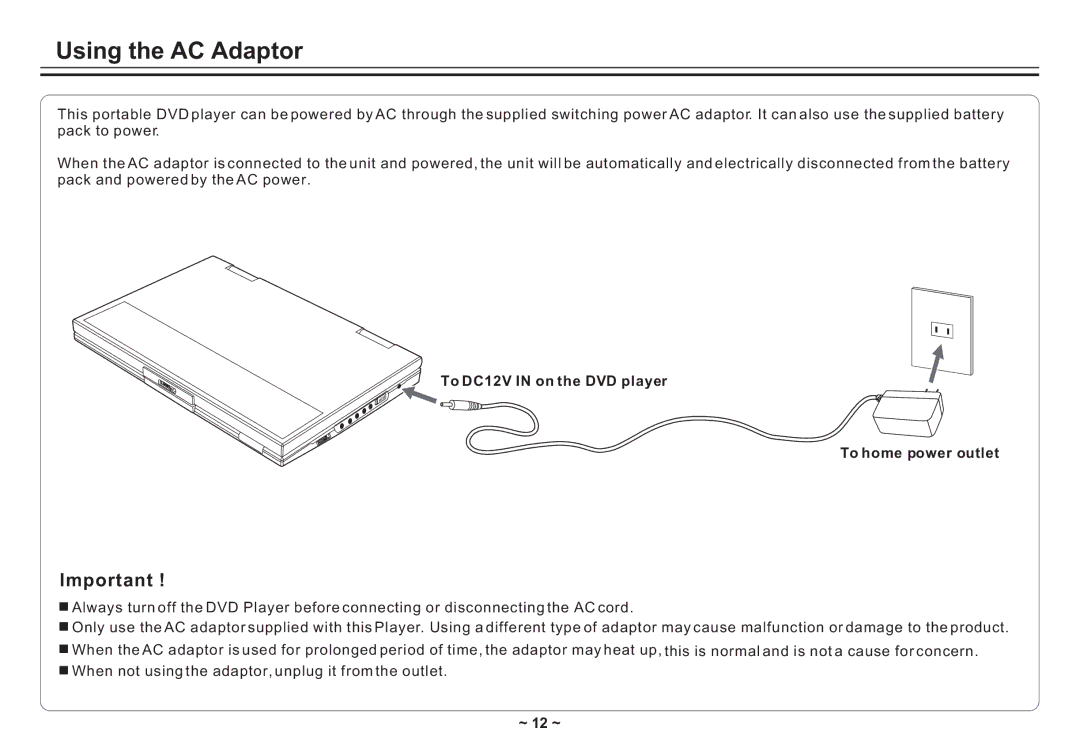 Avayon DXP-10P II manual Using the AC Adaptor 