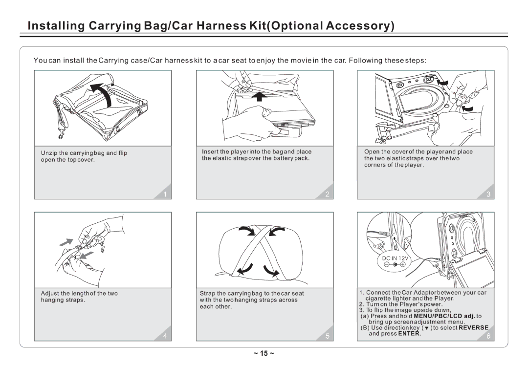 Avayon DXP-10P II manual Installing Carrying Bag/Car Harness KitOptional Accessory 