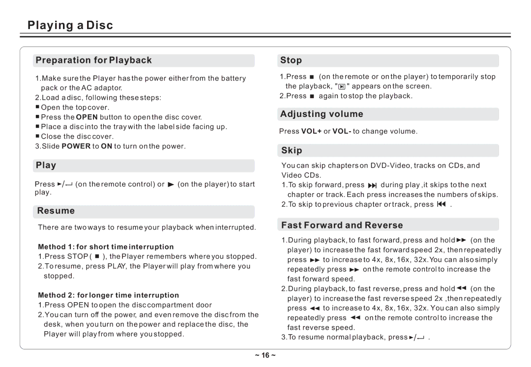 Avayon DXP-10P II manual Playing a Disc 