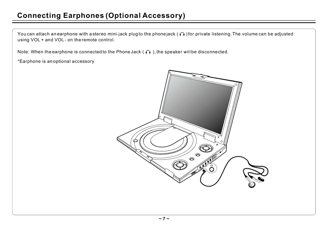 Avayon DXP-10P II manual Connecting Earphones Optional Accessory 