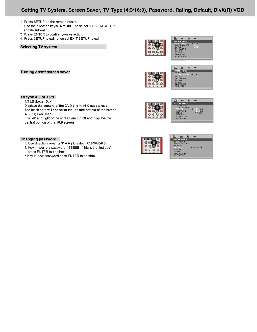 Avayon DXP-10P manual Changing password 