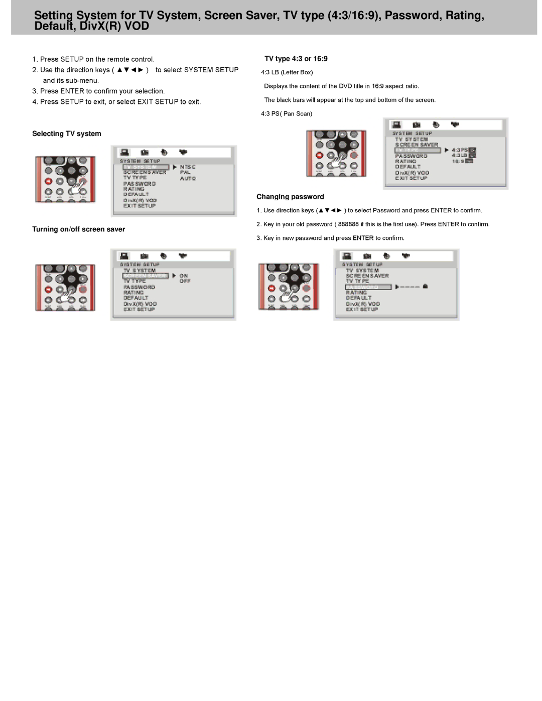 Avayon DXP-7P manual Changing password 