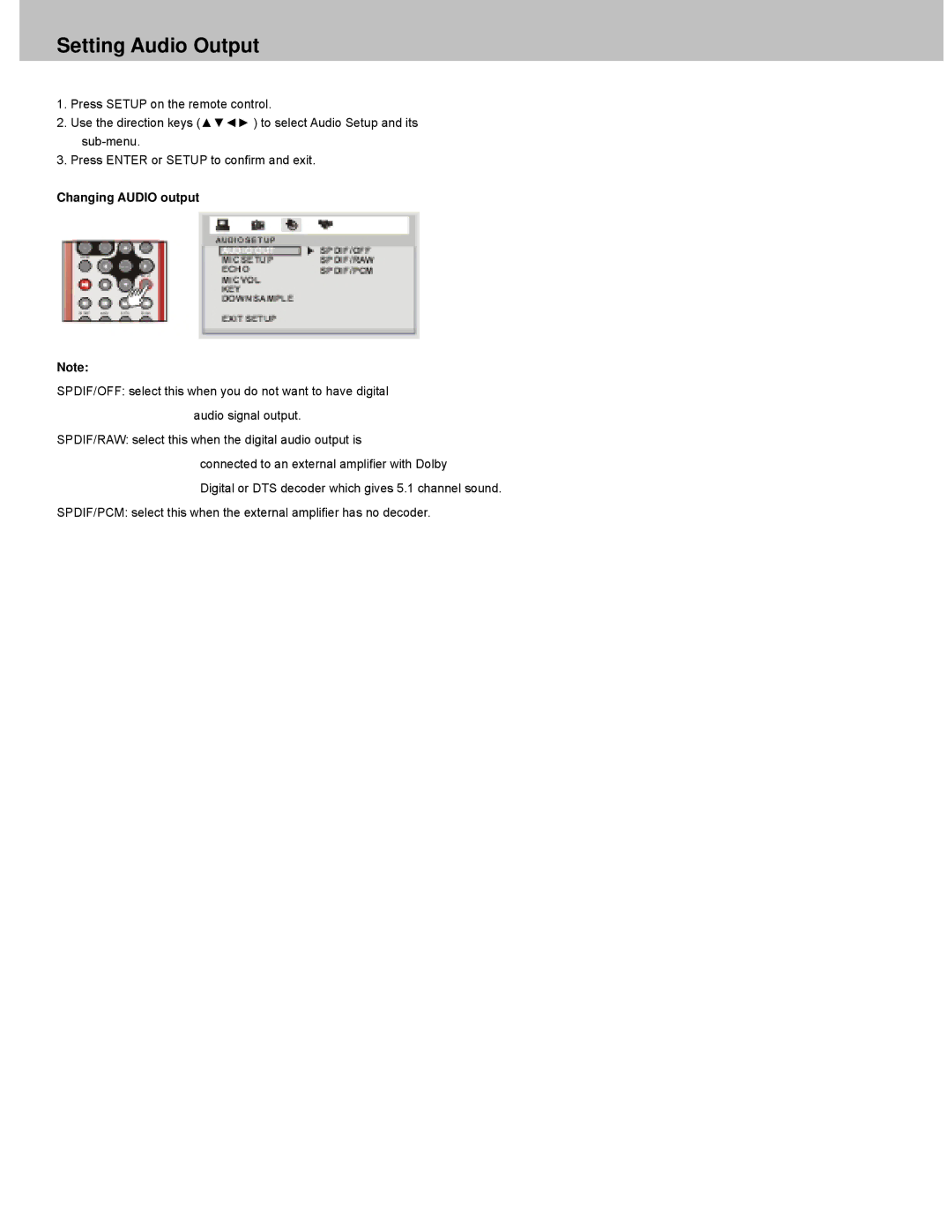 Avayon DXP-7P manual Setting Audio Output, Changing Audio output 