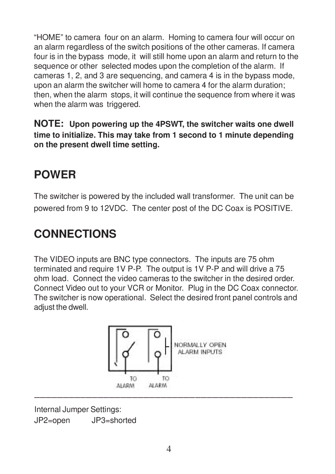 AVE 4PSWT operation manual Power, Connections 