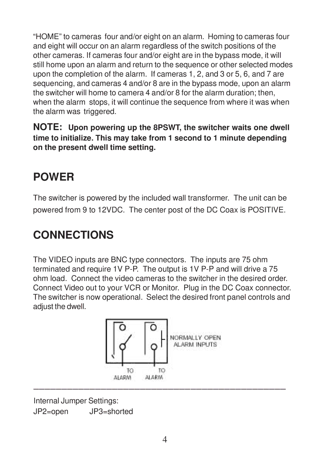 AVE 8PSWT operation manual Power, Connections 