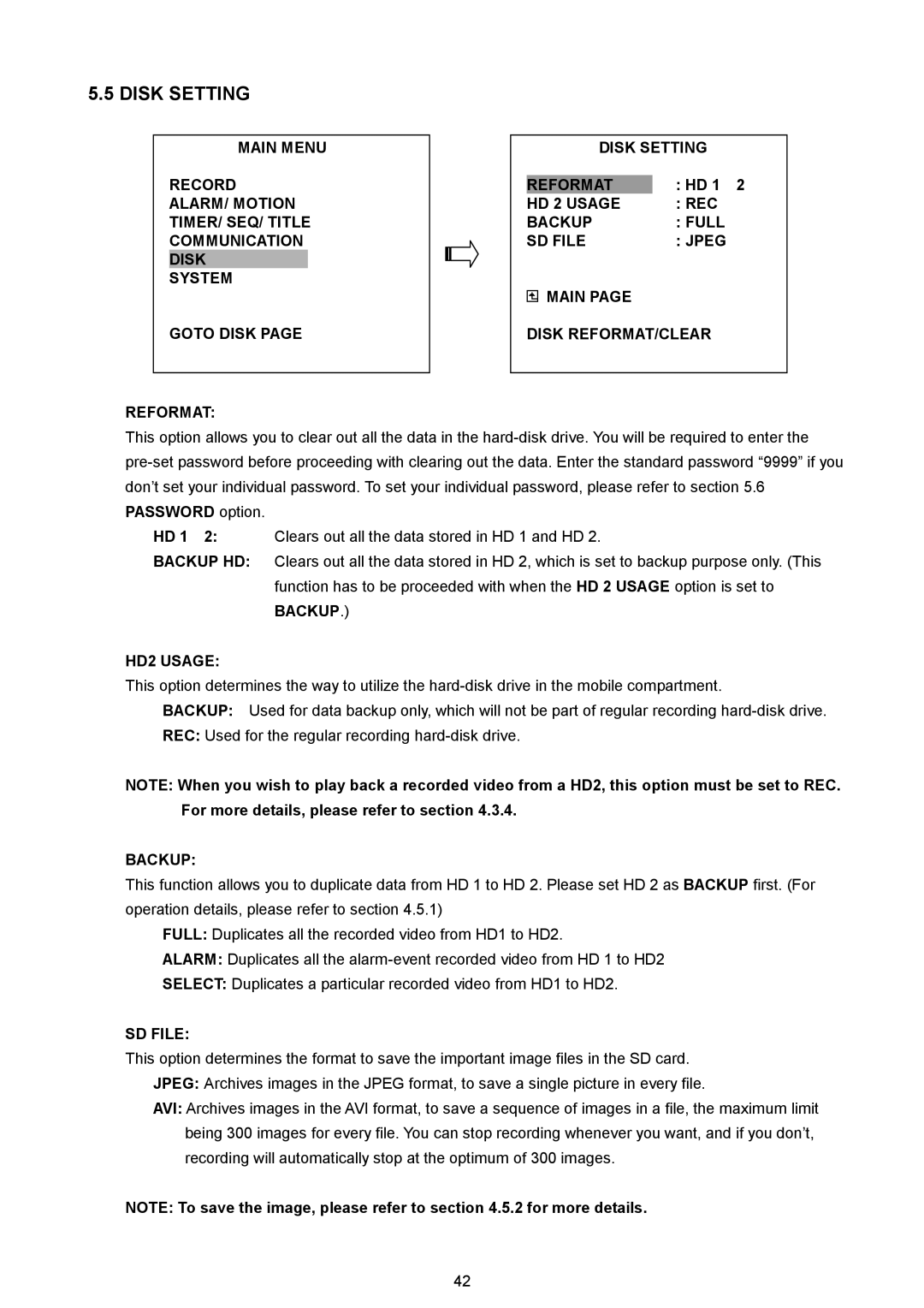 AVE MV DR4000 manual HD 1, Backup HD HD2 Usage 