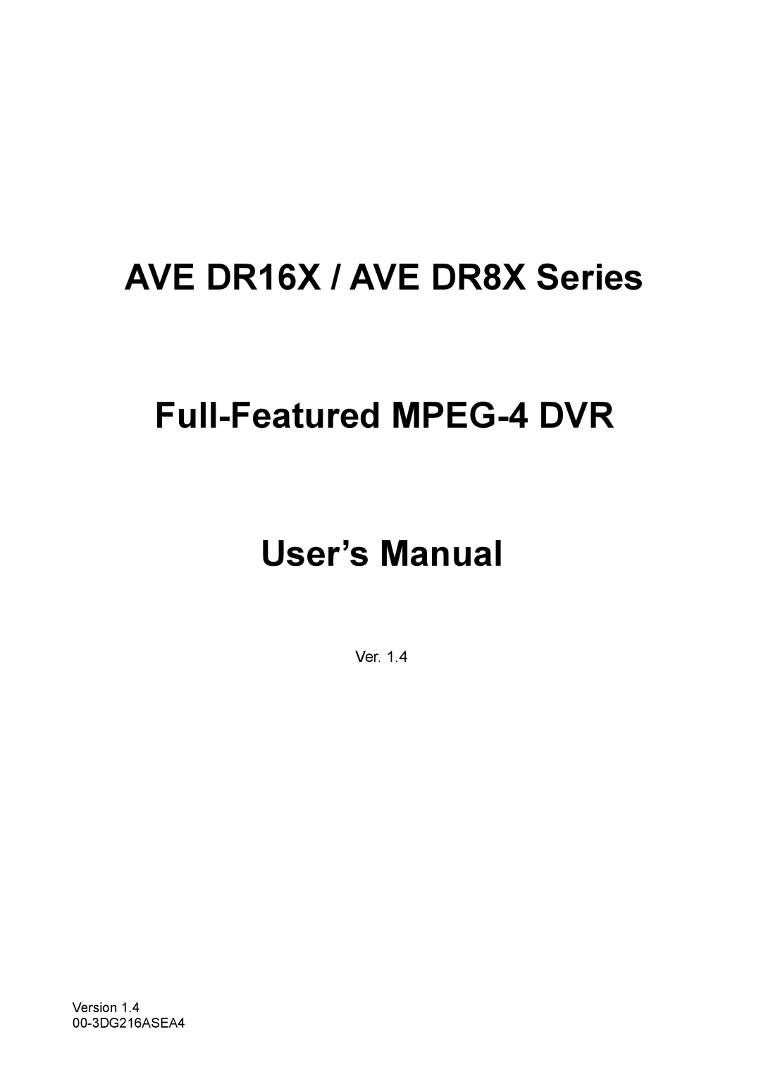 AVE AVE DR16X, MV DR8X, AVE DR8X, MV DR16X user manual Ver 