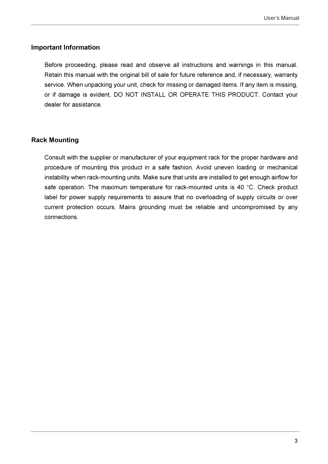 AVE MV DR8X, AVE DR16X, AVE DR8X, MV DR16X user manual Important Information, Rack Mounting 