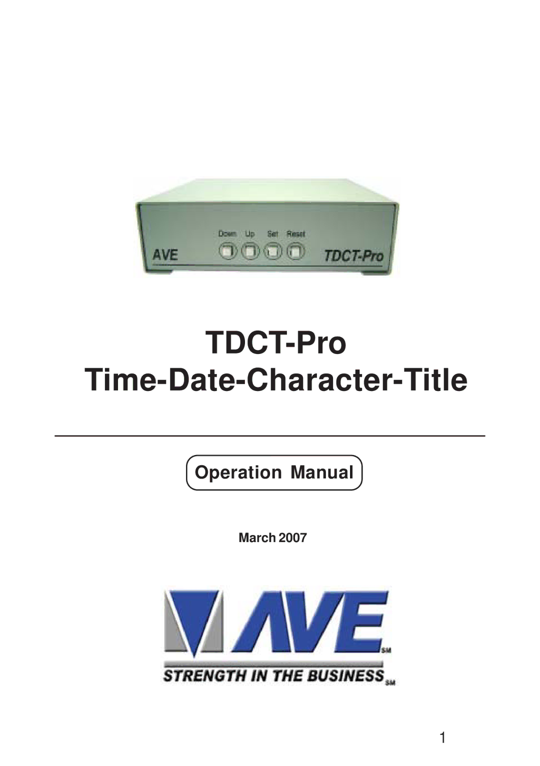 AVE operation manual TDCT-Pro Time-Date-Character-Title 