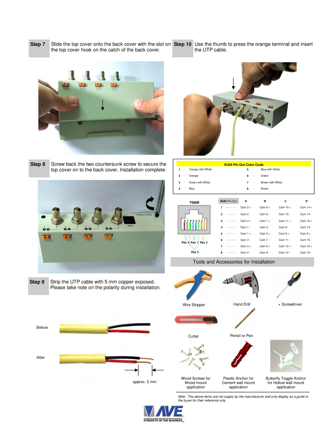 AVE UTP 4X1500 installation manual Step 