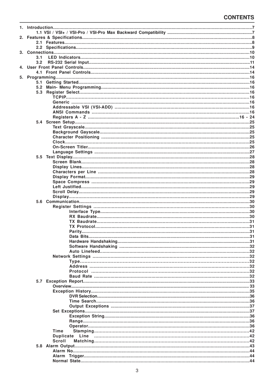 AVE VSI-Pro Max operation manual Contents 