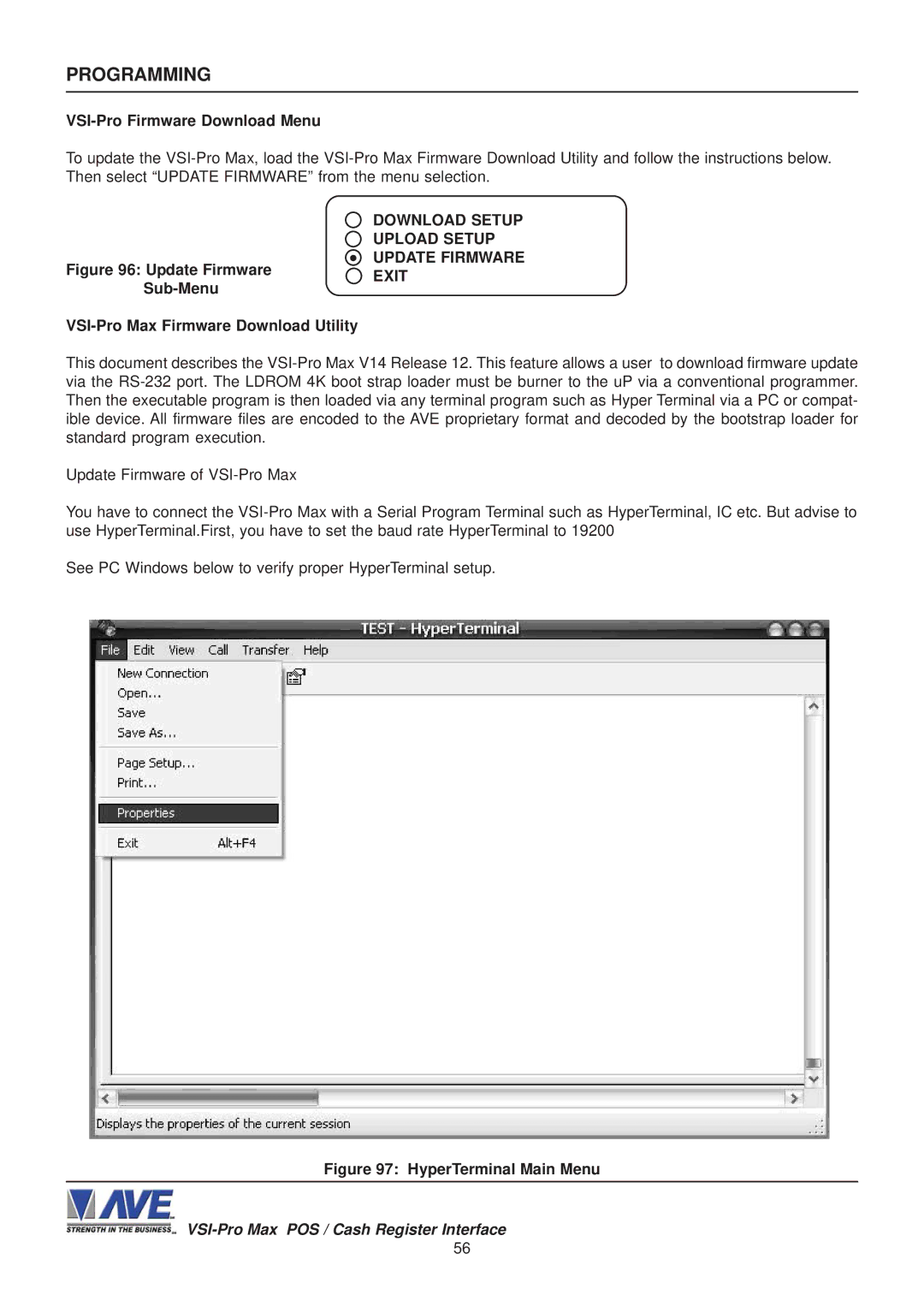 AVE operation manual VSI-Pro Firmware Download Menu, Download Setup, VSI-Pro Max Firmware Download Utility 