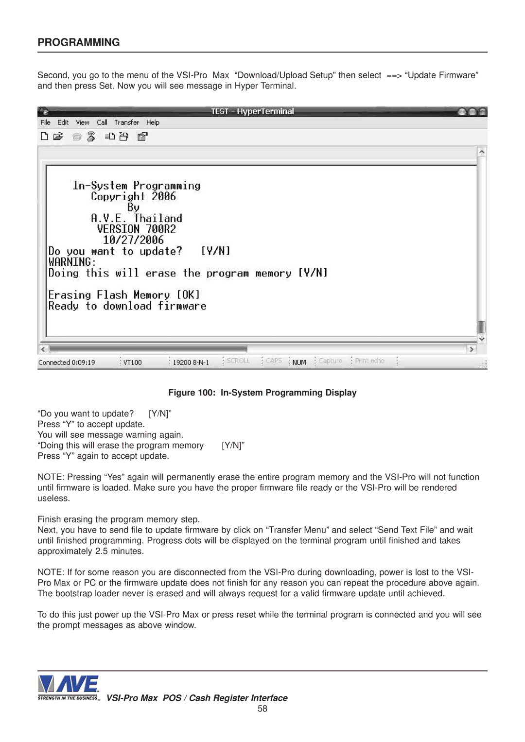 AVE VSI-Pro Max operation manual In-System Programming Display 