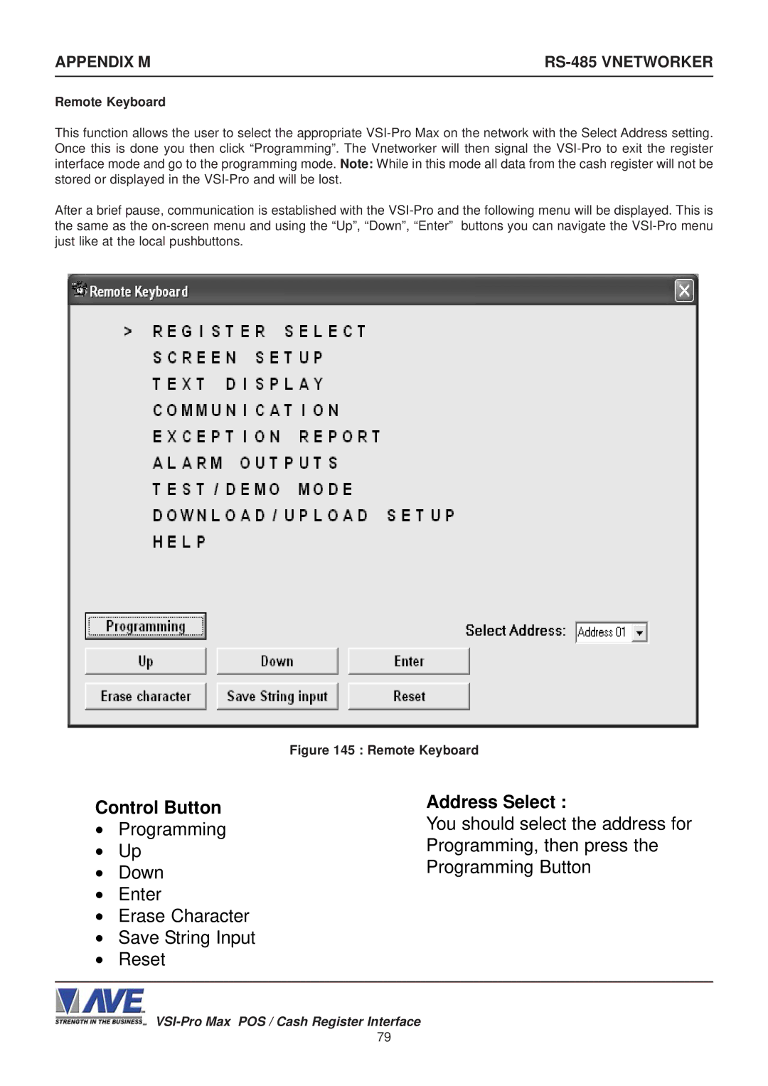 AVE VSI-Pro Max operation manual Address Select, Remote Keyboard 