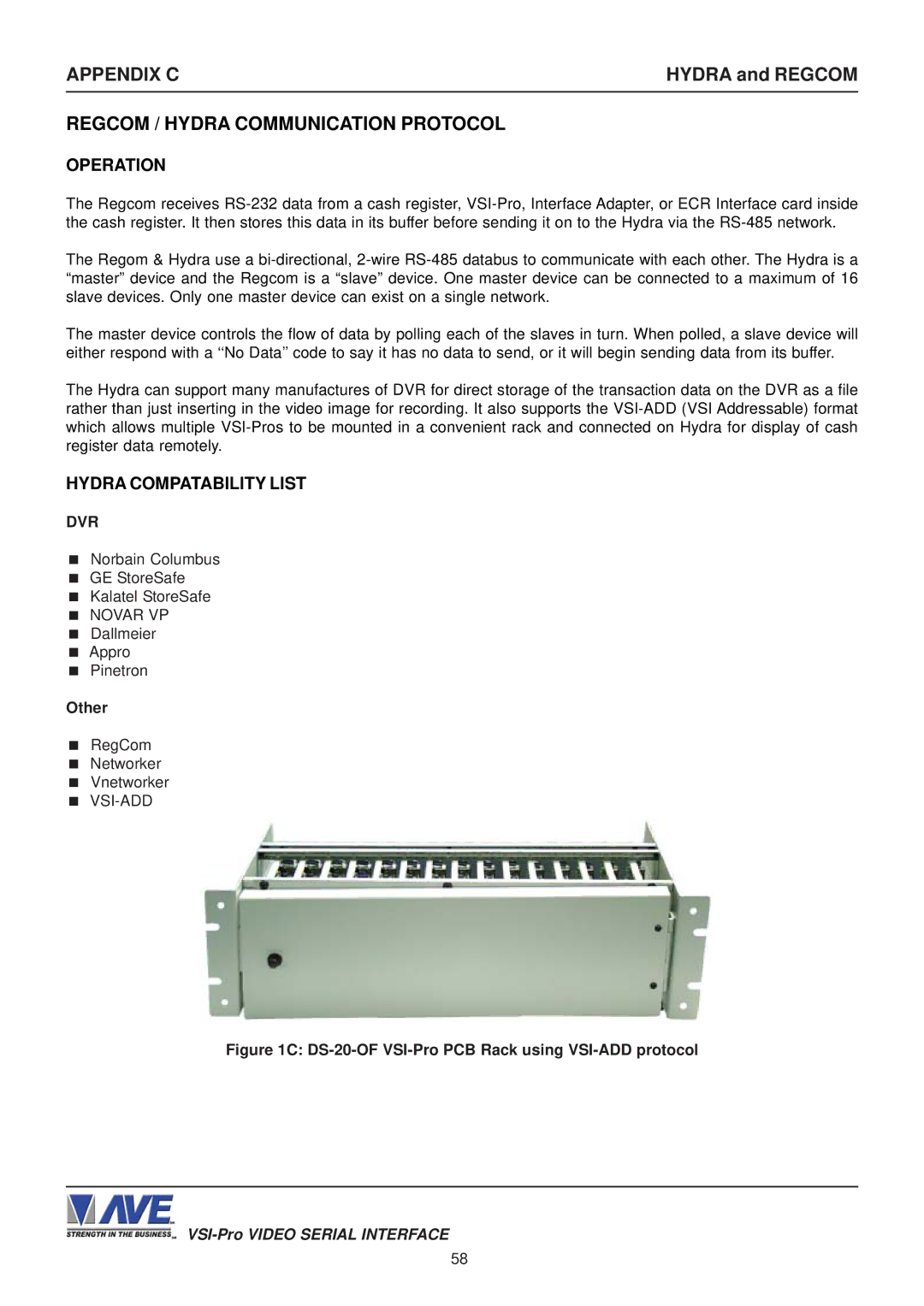 AVE VSI-PRO operation manual Appendix C, Dvr, Other 