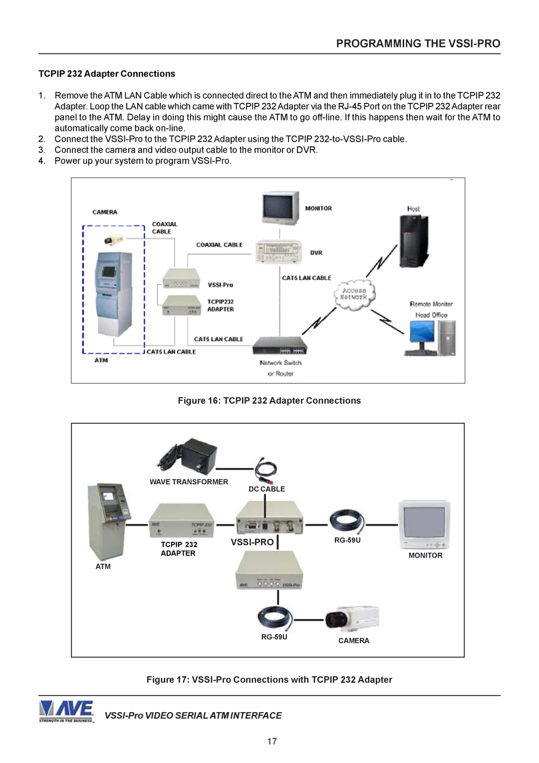 AVE VSSI-PRO operation manual Tcpip 232 Adapter Connections, Vssi-Pro 