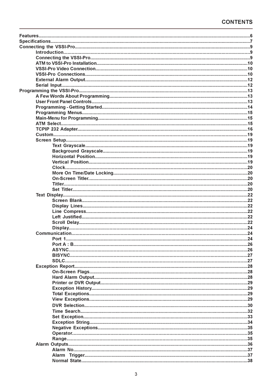 AVE VSSI-PRO operation manual Contents 