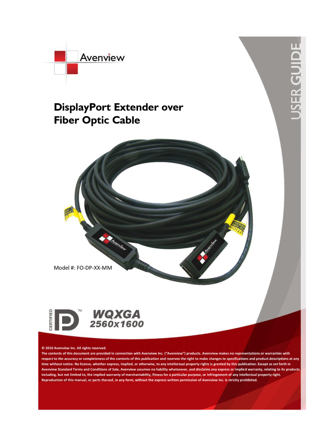 Avenview 677-011 specifications DisplayPort Extender over Fiber Optic Cable 