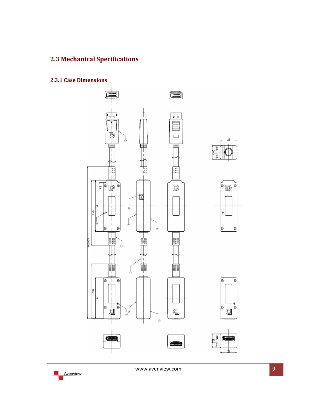 Avenview 677-011 specifications Mechanical Specifications 