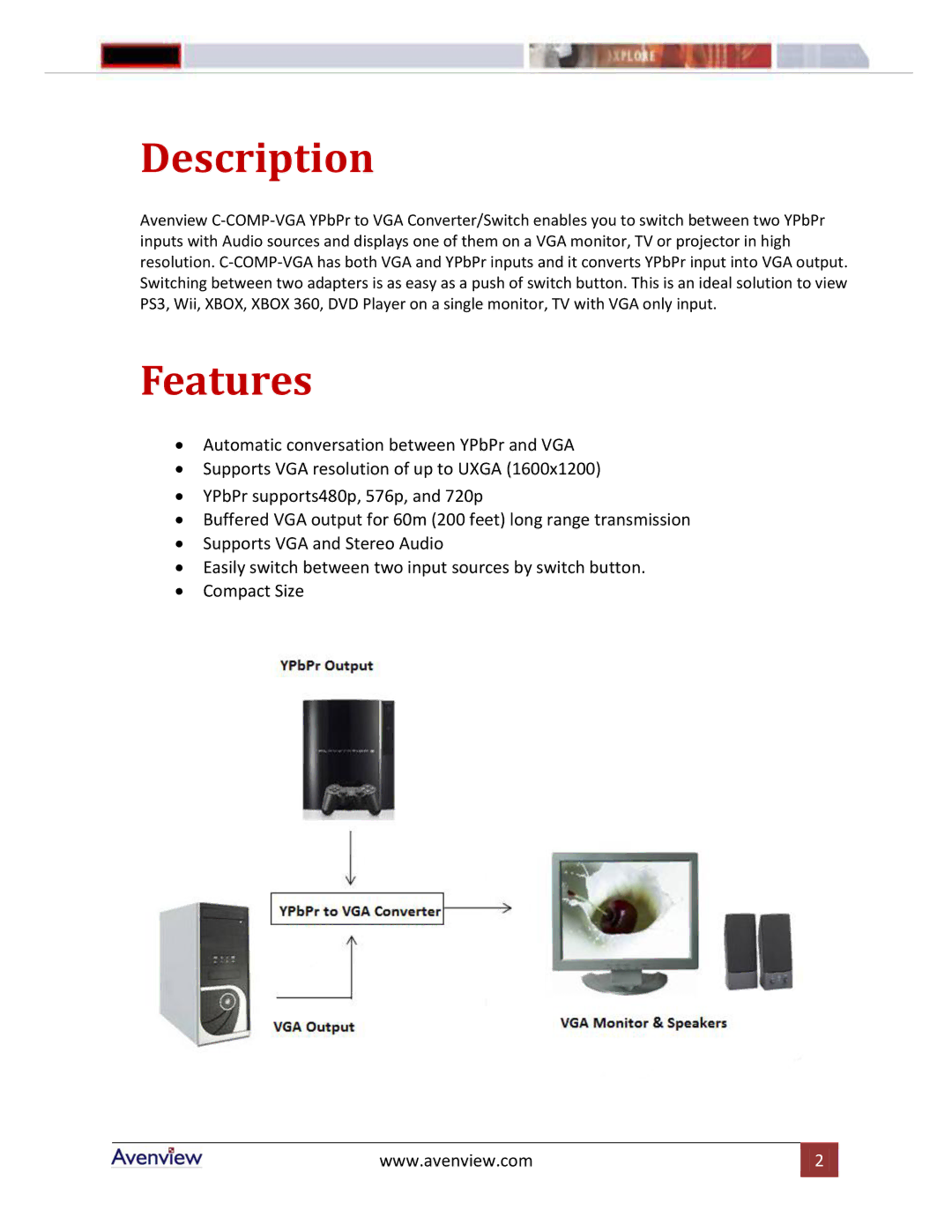 Avenview C-COMP-VGA manual Description 