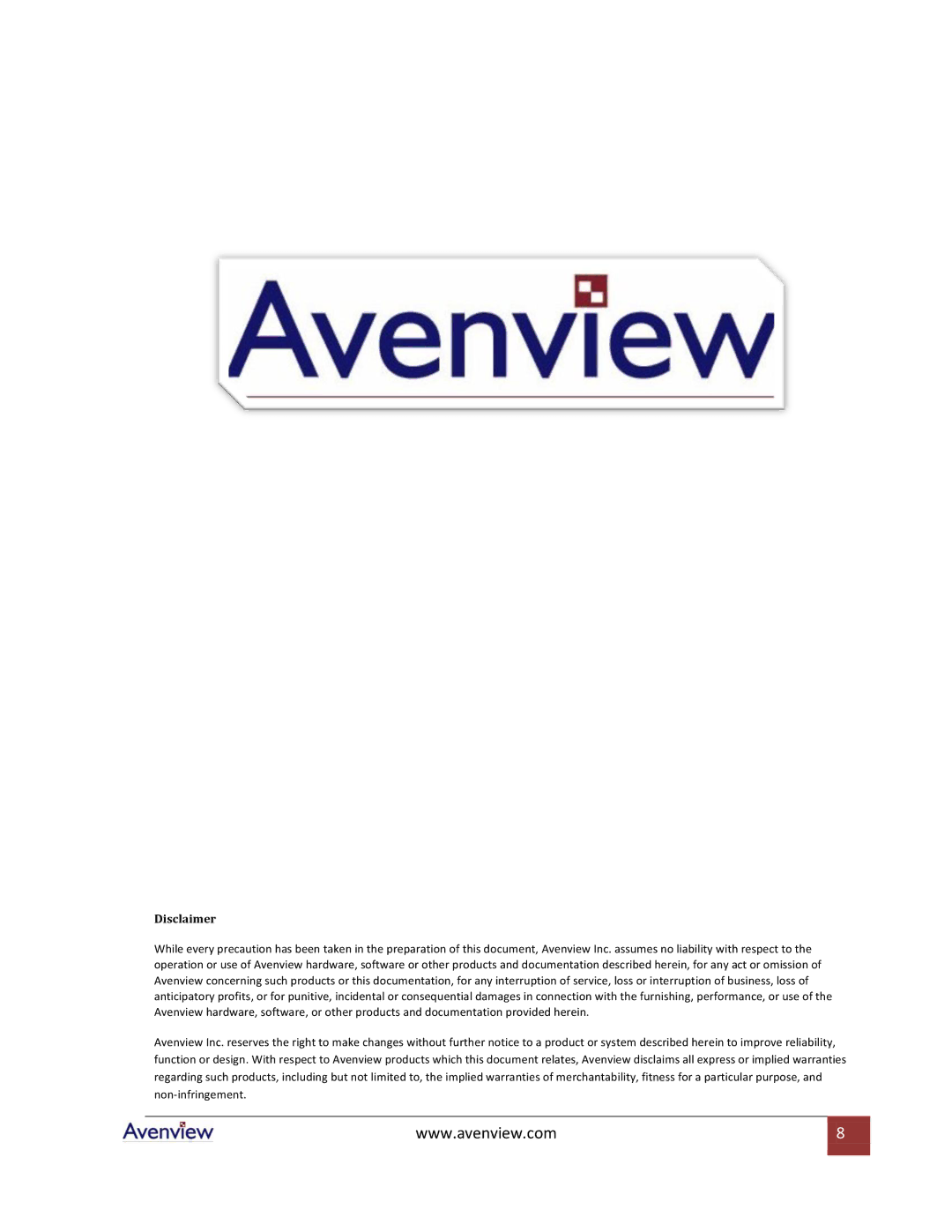 Avenview C-DVI-VGA specifications Disclaimer 