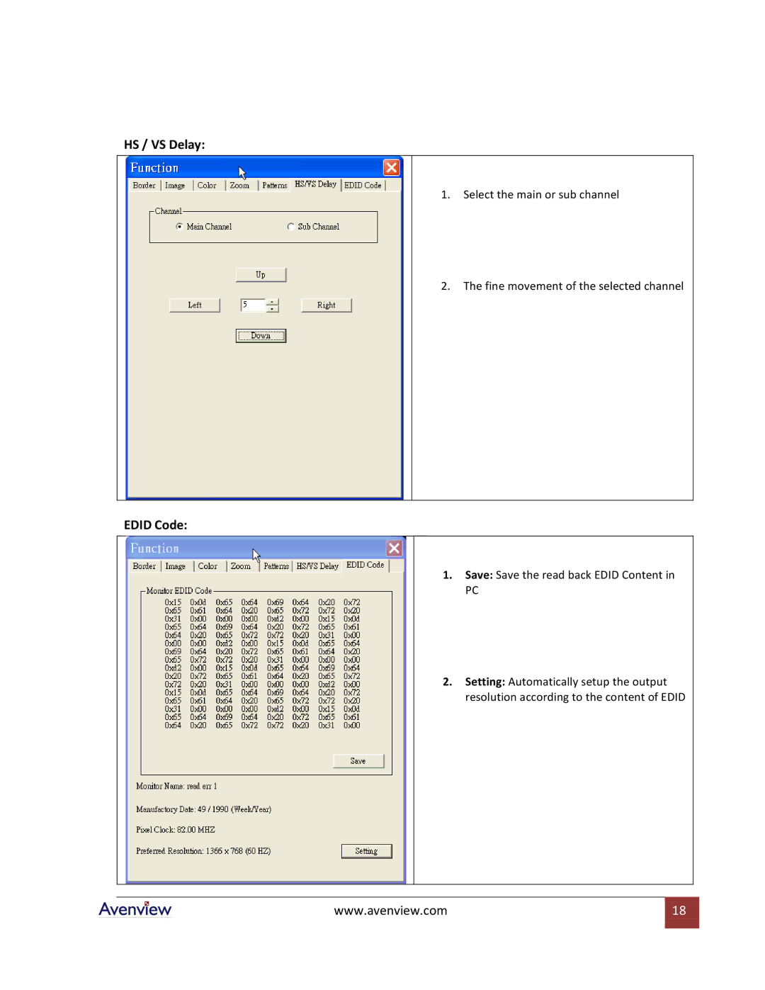 Avenview DVI-SPLITPRO-2BB specifications HS / VS Delay 