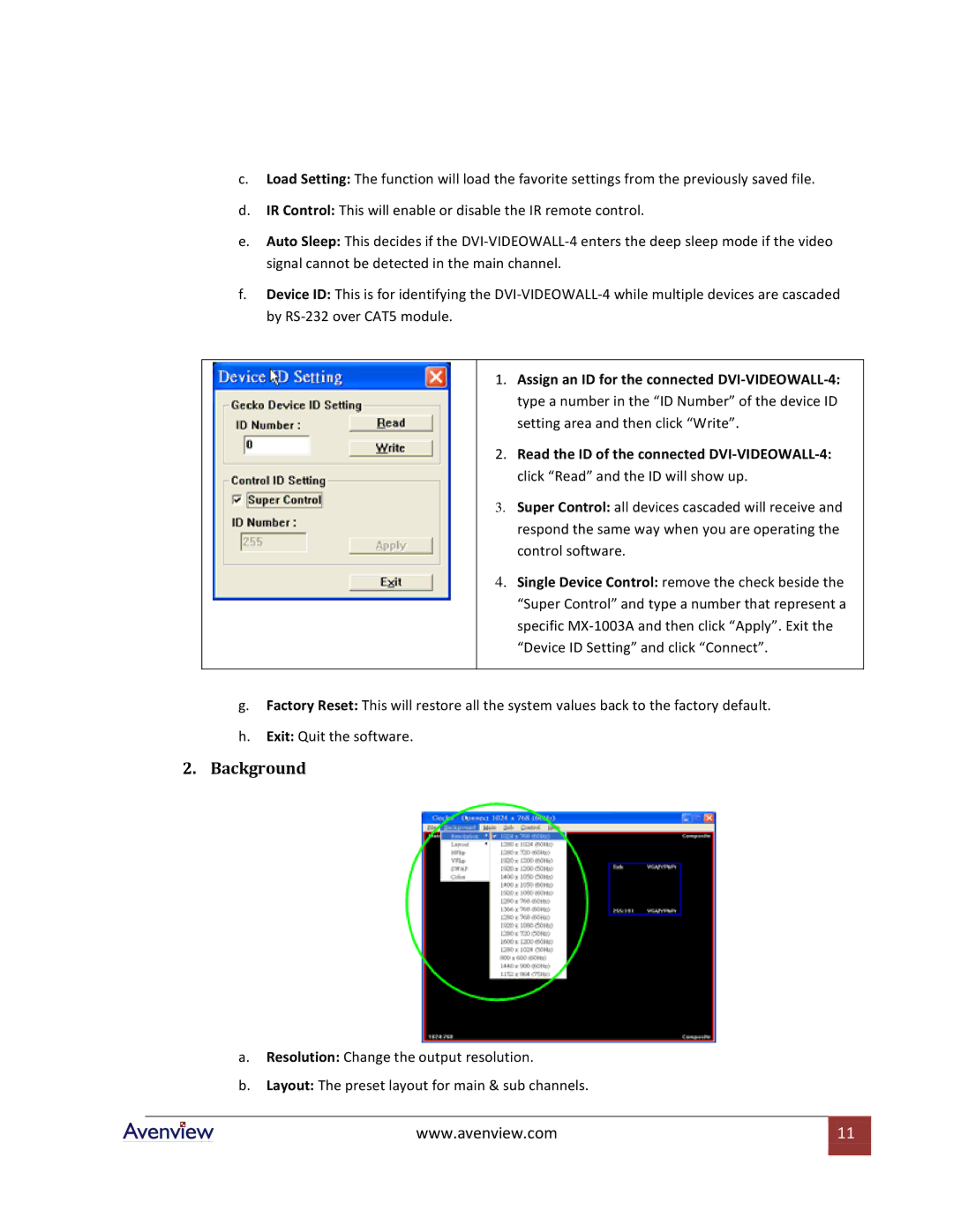 Avenview DVI-VIDEOWALL-4 specifications Background 