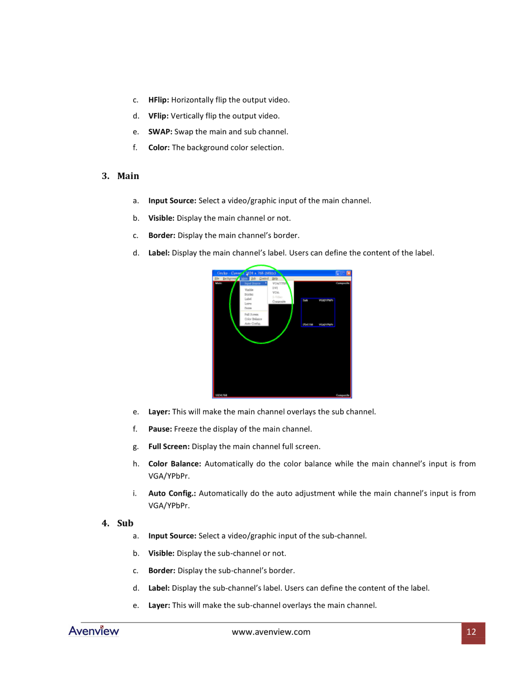 Avenview DVI-VIDEOWALL-4 specifications Main, Sub 