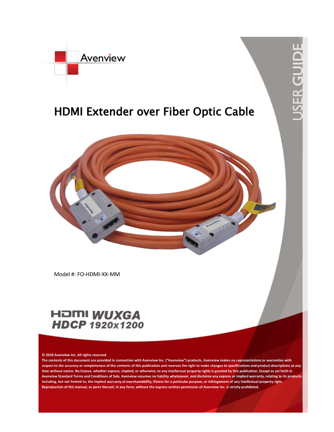 Avenview FO-HDMI-XX-MM specifications Hdmi Extender over Fiber Optic Cable 