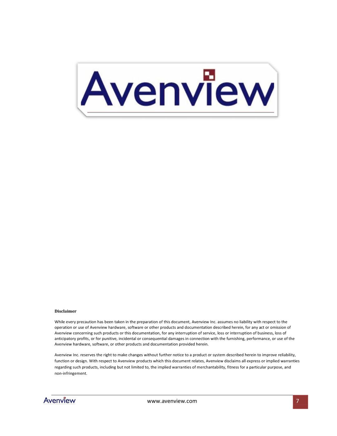 Avenview SPLIT-DVI-5, SPLIT-DVI-2 specifications Disclaimer 