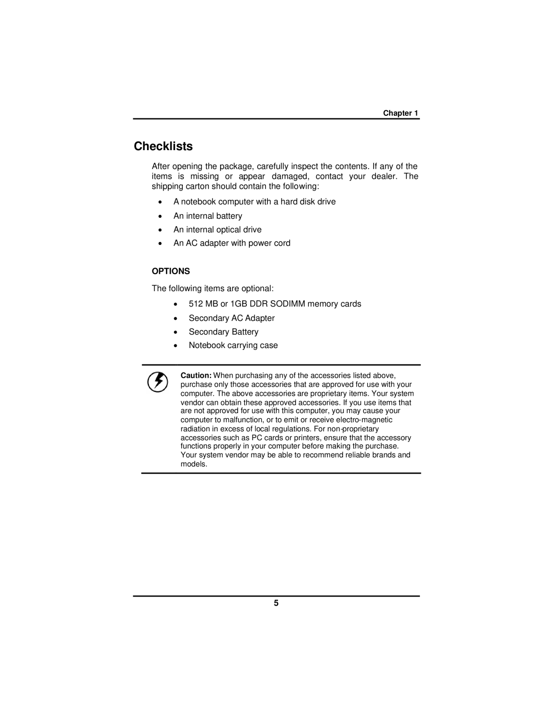 AVERATEC 2300 manual Checklists, Options 