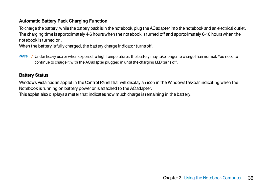 AVERATEC 2700 manual Automatic Battery Pack Charging Function, Battery Status 