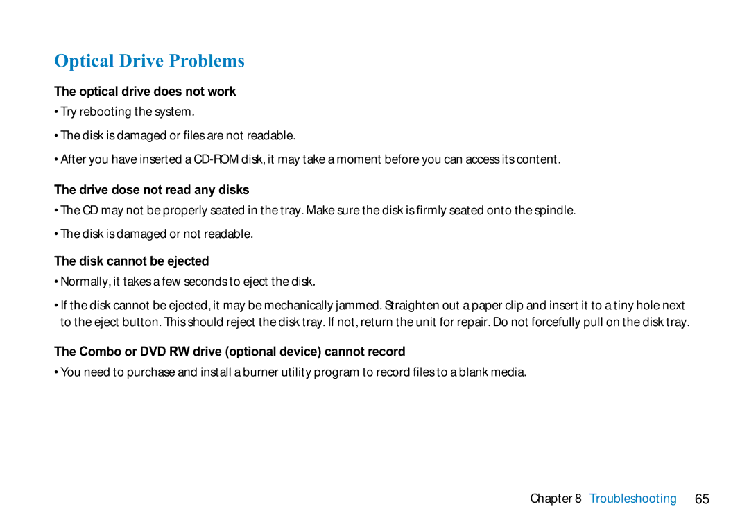 AVERATEC 2700 Optical Drive Problems, Optical drive does not work, Drive dose not read any disks, Disk cannot be ejected 