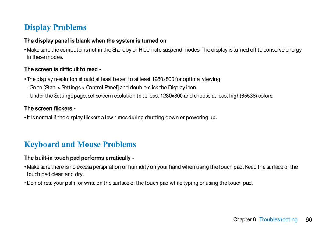 AVERATEC 2700 manual Display Problems, Keyboard and Mouse Problems 