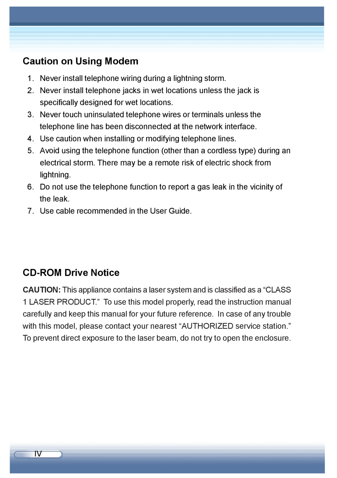 AVERATEC 6200 Series user manual CD-ROM Drive Notice 