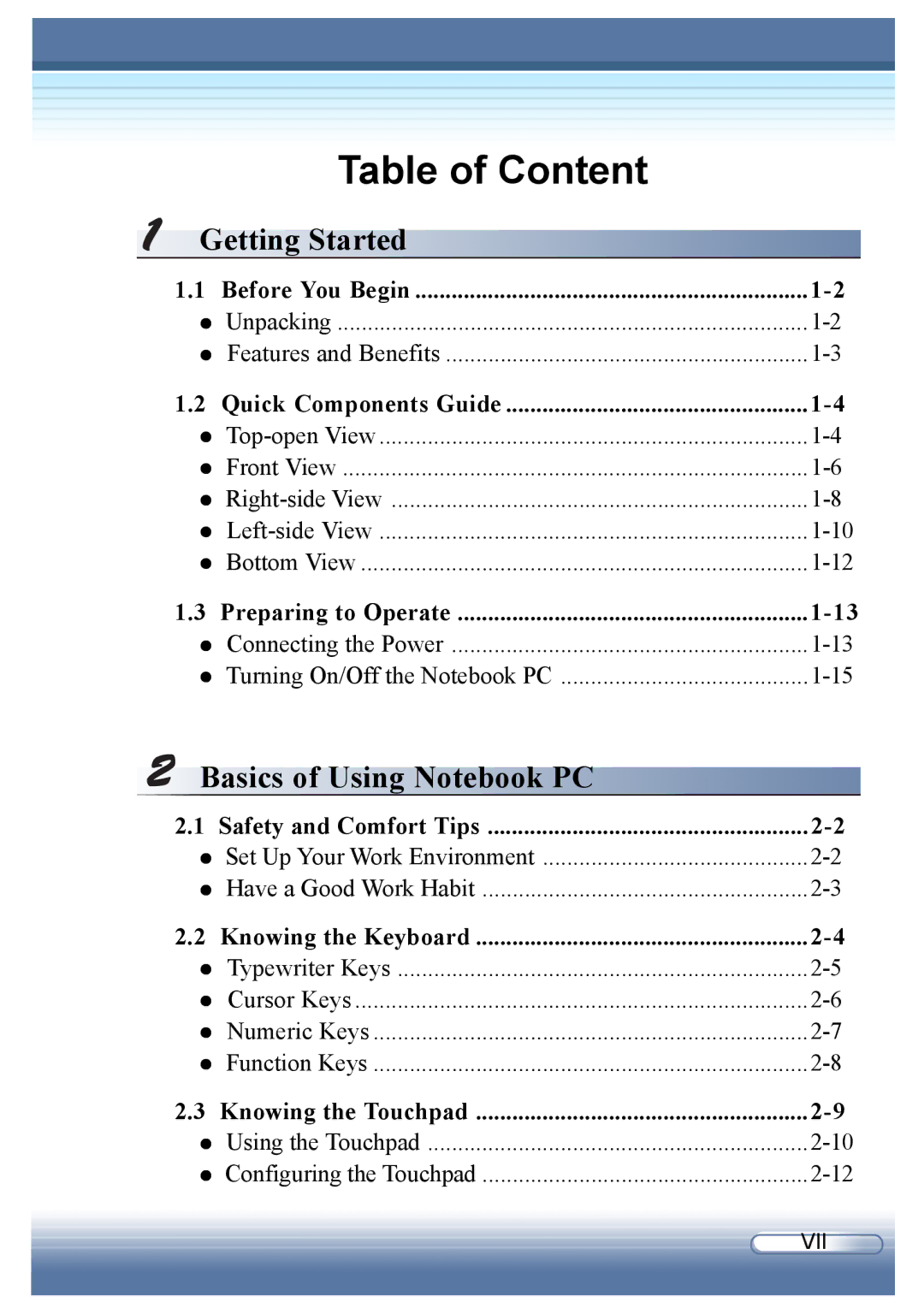 AVERATEC 6200 Series user manual Table of Content 