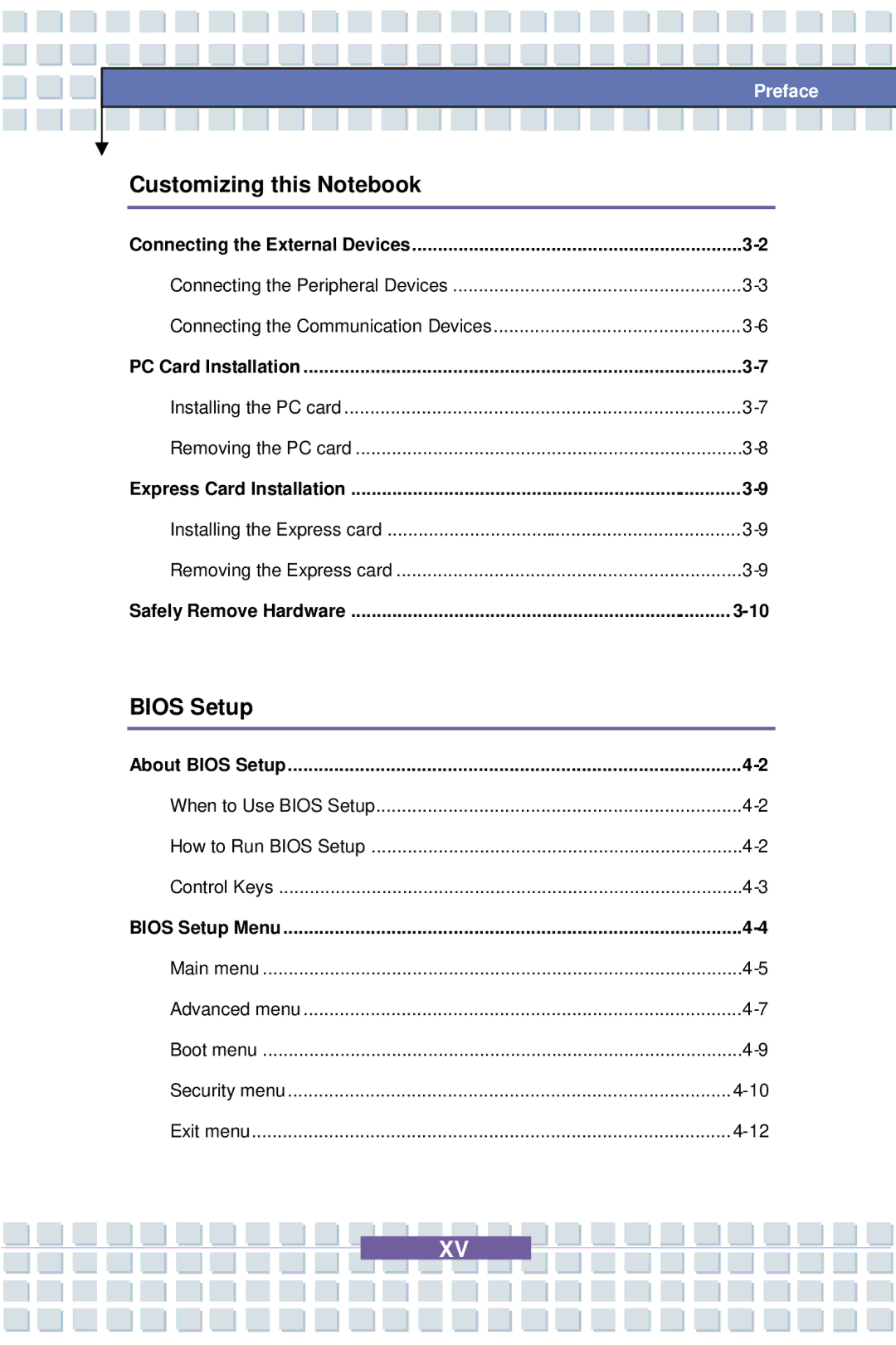 AVERATEC 7100 manual Security menu Exit menu 