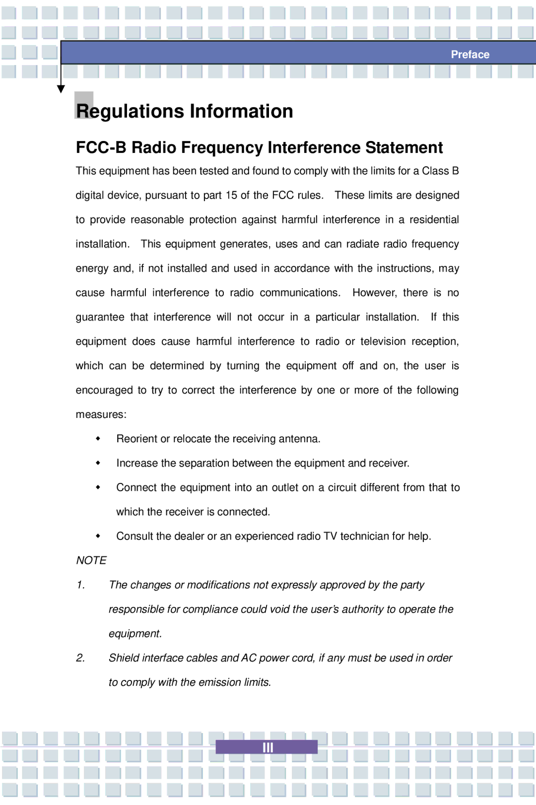 AVERATEC 7100 manual Regulations Information, FCC-B Radio Frequency Interference Statement 