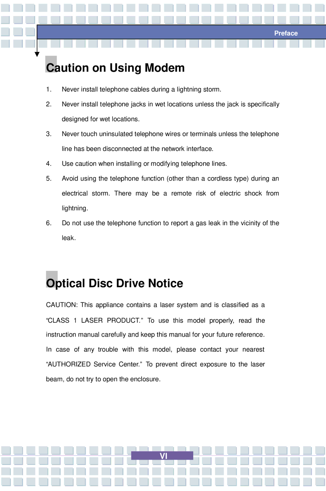 AVERATEC 7100 manual Optical Disc Drive Notice 