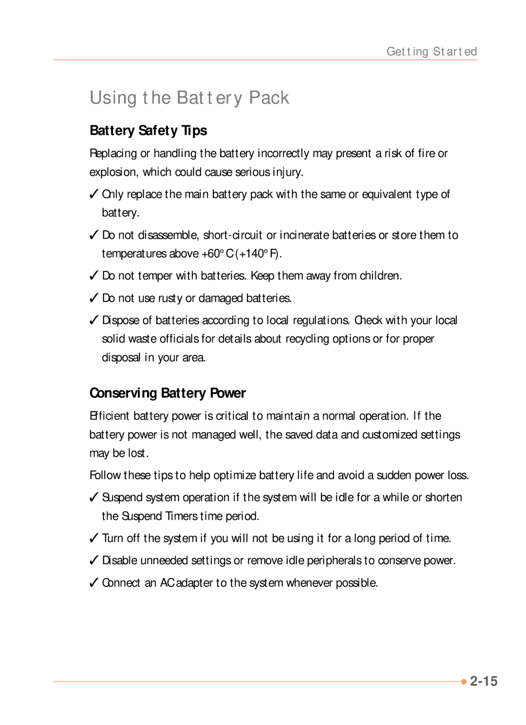 AVERATEC N1000 Series manual Using the Battery Pack, Battery Safety Tips, Conserving Battery Power 