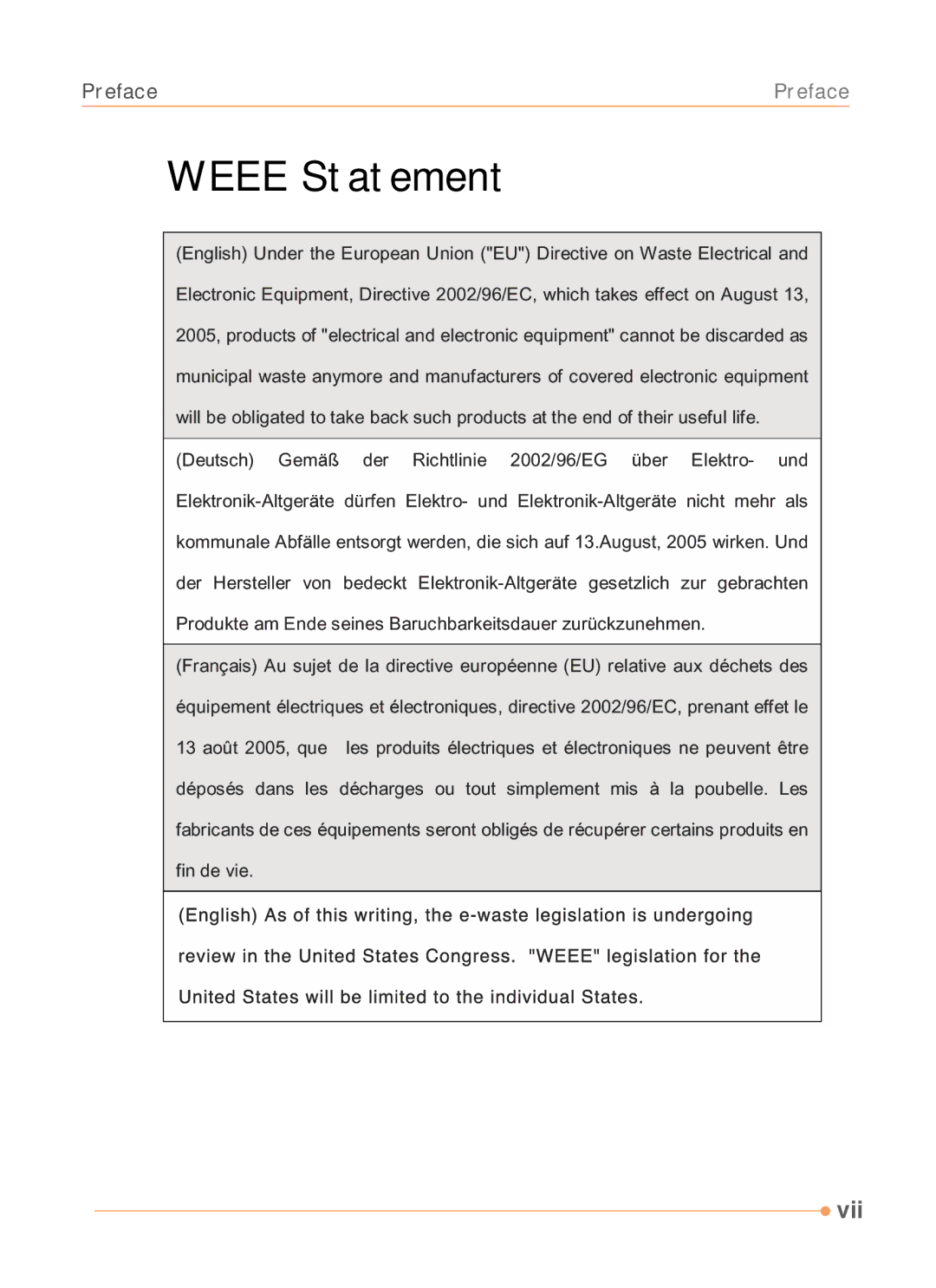 AVERATEC N1000 Series manual Weee Statement 