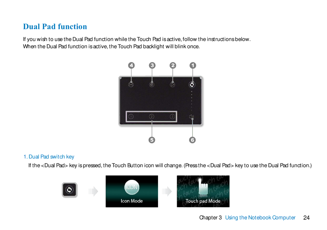 AVERATEC N3400 manual Dual Pad function, Dual Pad switch key 