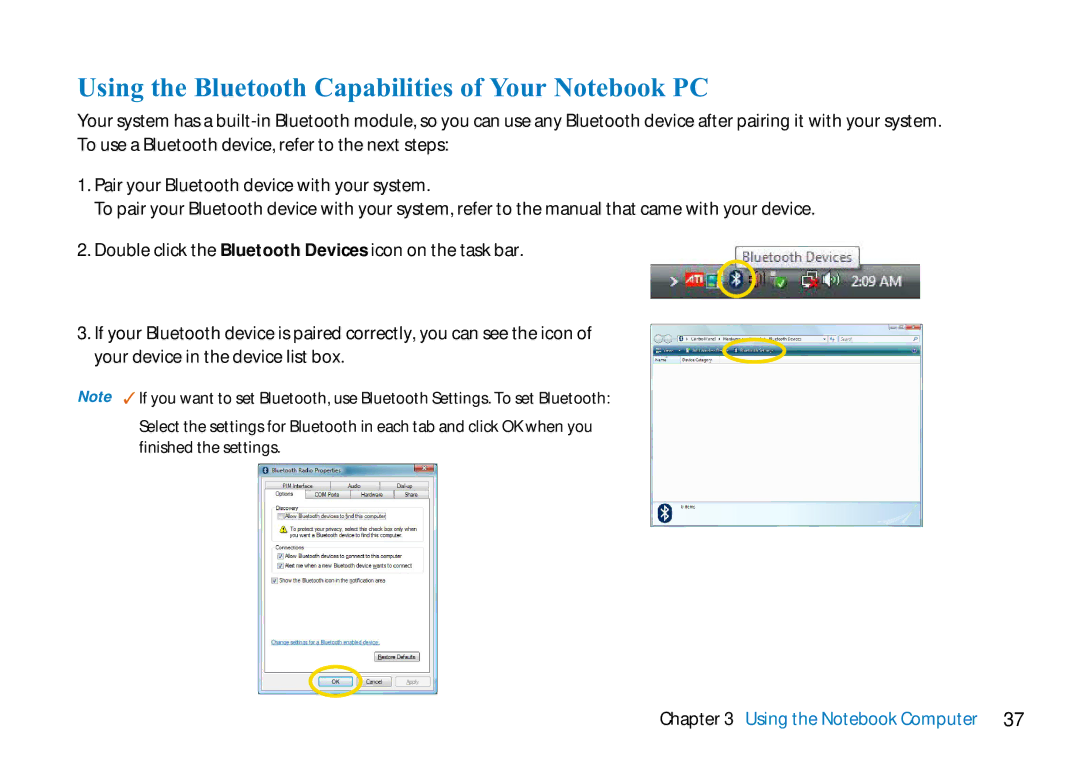 AVERATEC N3400 manual Using the Bluetooth Capabilities of Your Notebook PC 