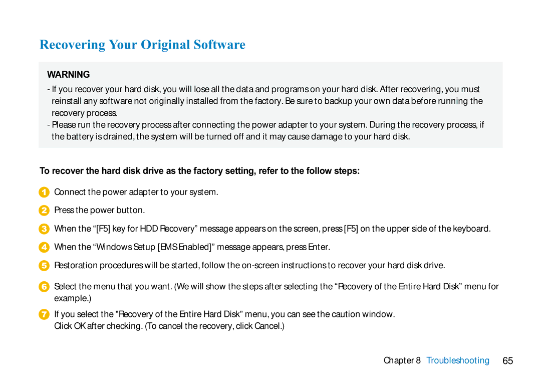 AVERATEC N3400 manual Recovering Your Original Software 