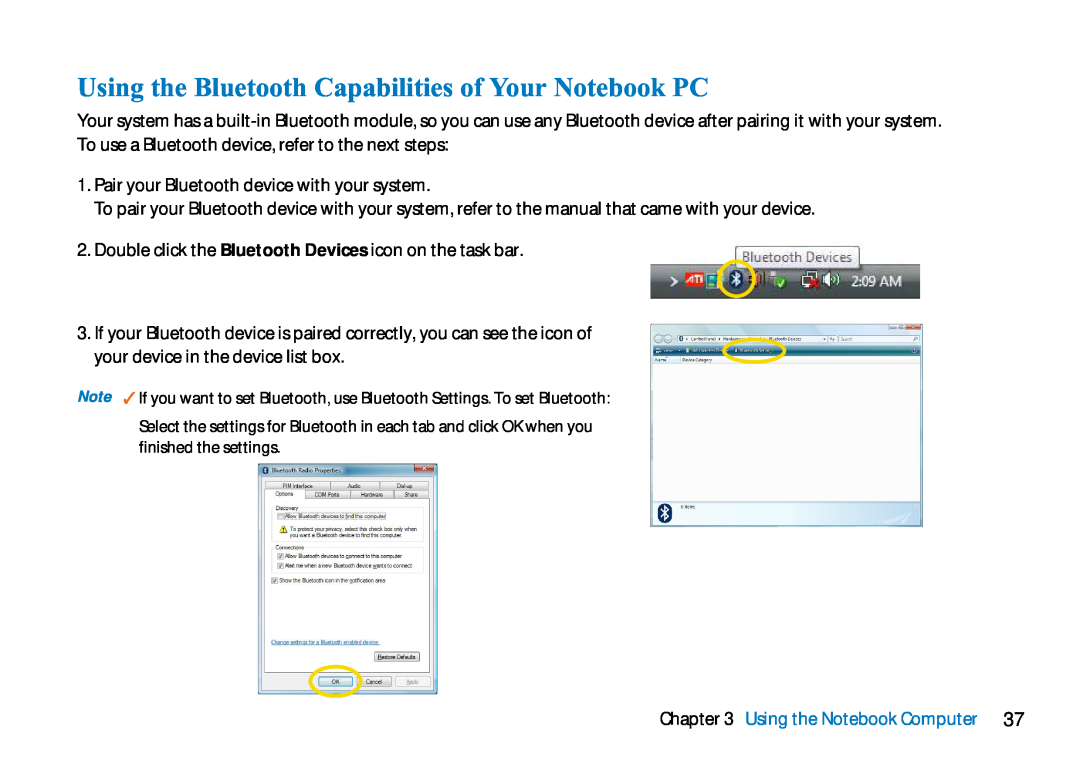 AVERATEC N3400 manual Using the Bluetooth Capabilities of Your Notebook PC, Using the Notebook Computer 