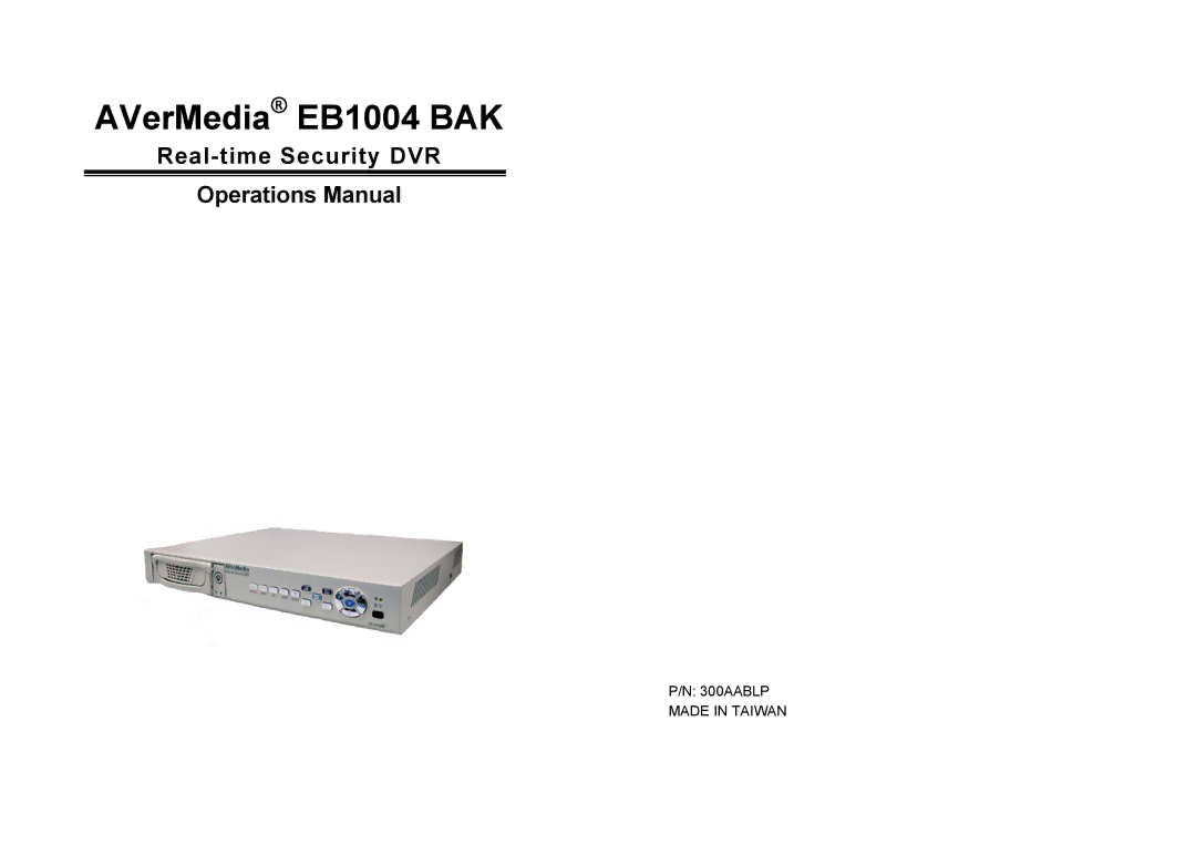 AVerMedia Technologies manual AVerMedia EB1004 BAK 